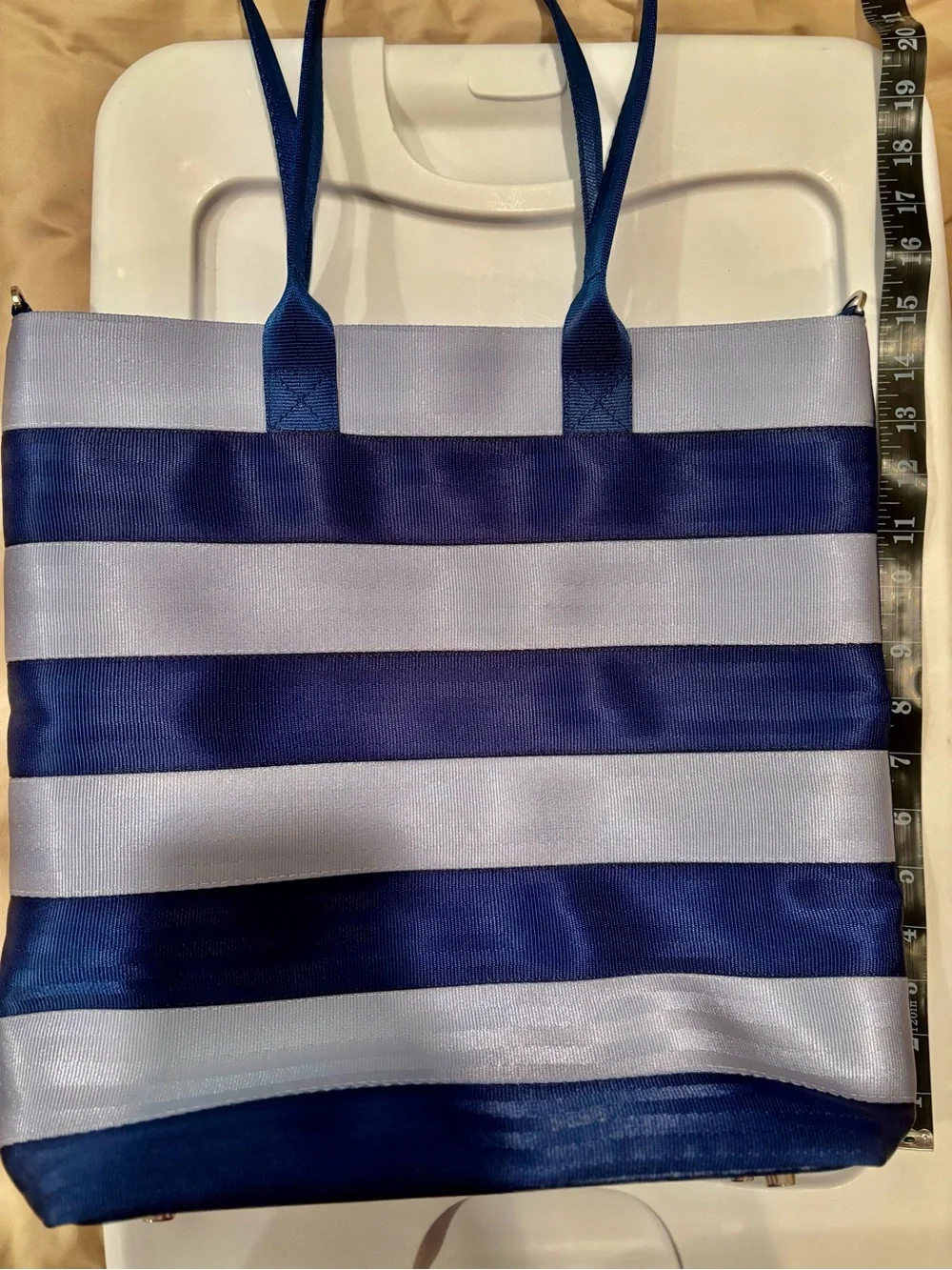 Harveys Legacy Collection Sea Cycle Resort Tote / recycled denim and navy / EUC